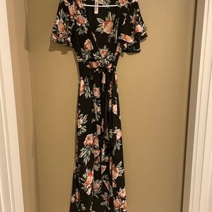 Mimi Chica short sleeve, high/low, wrap dress.